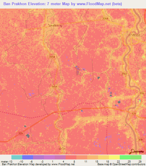 Ban Prakhon,Thailand Elevation Map