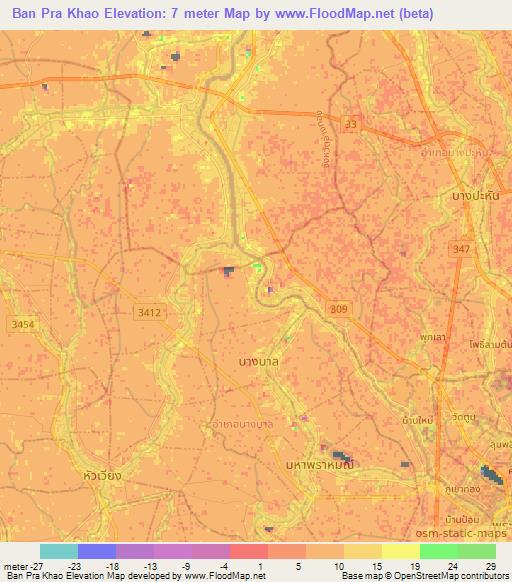 Ban Pra Khao,Thailand Elevation Map