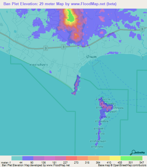 Ban Plet,Thailand Elevation Map