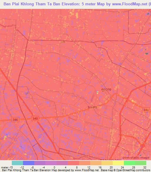 Ban Plai Khlong Tham Ta Ban,Thailand Elevation Map