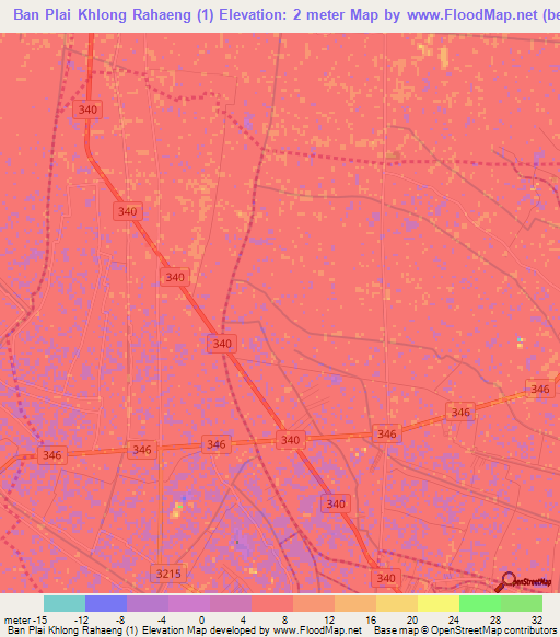 Ban Plai Khlong Rahaeng (1),Thailand Elevation Map