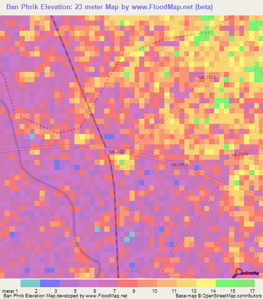 Ban Phrik,Thailand Elevation Map