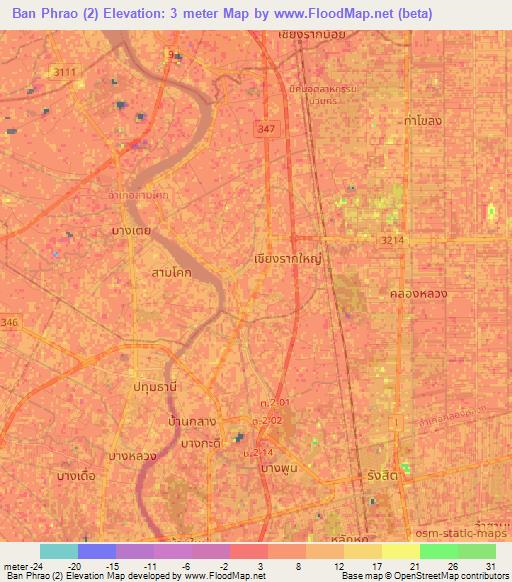 Ban Phrao (2),Thailand Elevation Map