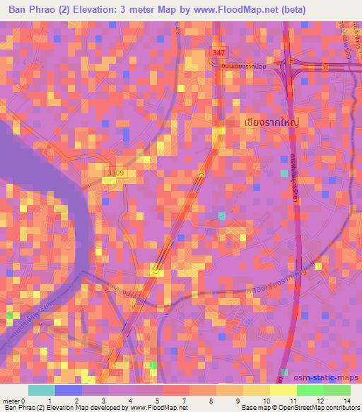 Ban Phrao (2),Thailand Elevation Map