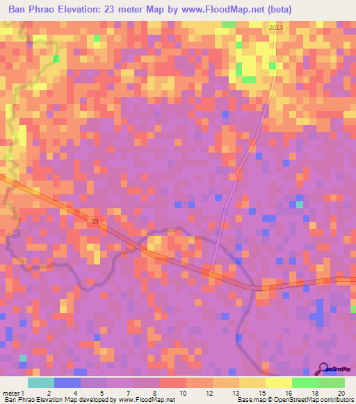 Ban Phrao,Thailand Elevation Map