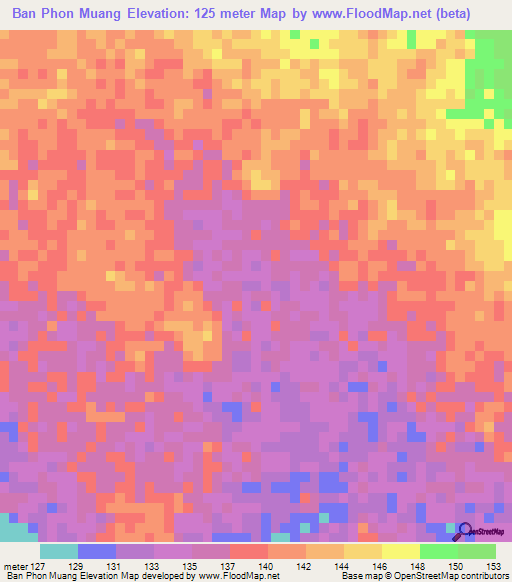 Ban Phon Muang,Thailand Elevation Map