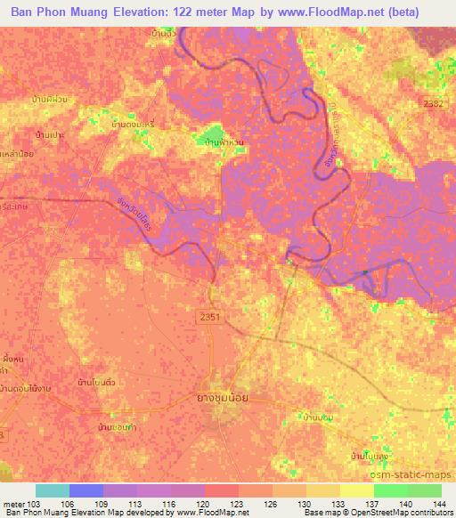 Ban Phon Muang,Thailand Elevation Map