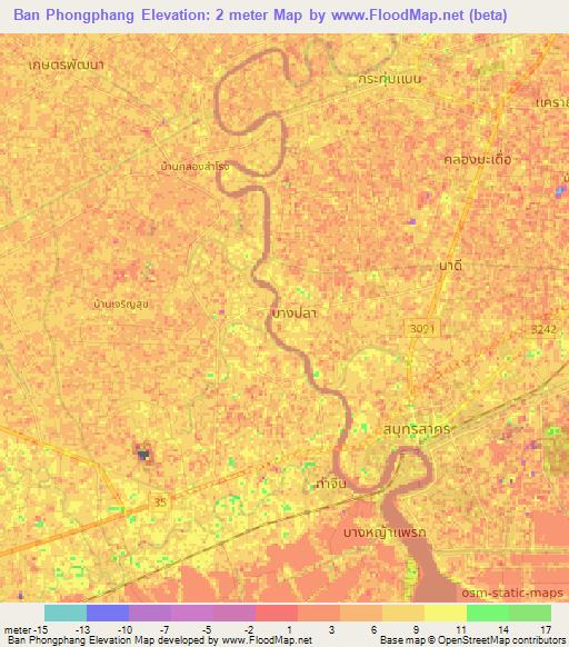 Ban Phongphang,Thailand Elevation Map