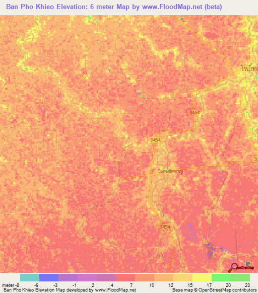 Ban Pho Khieo,Thailand Elevation Map