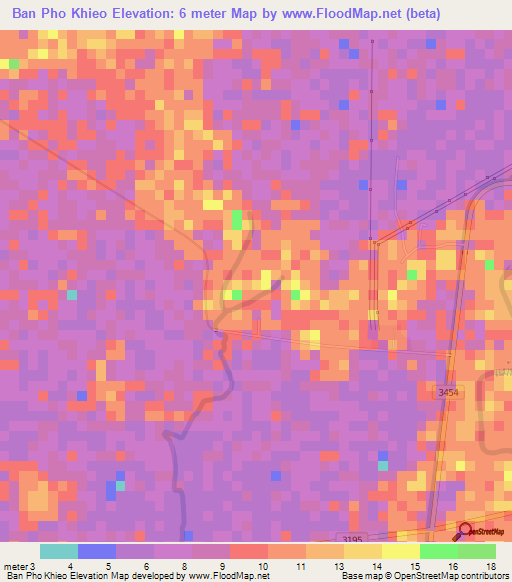 Ban Pho Khieo,Thailand Elevation Map