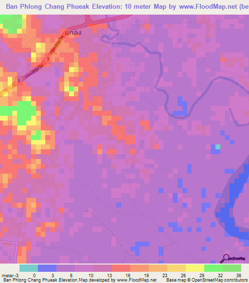 Ban Phlong Chang Phueak,Thailand Elevation Map