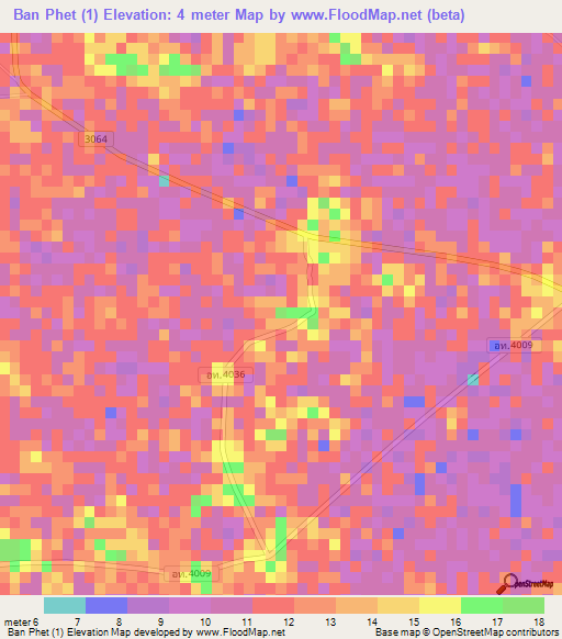 Ban Phet (1),Thailand Elevation Map