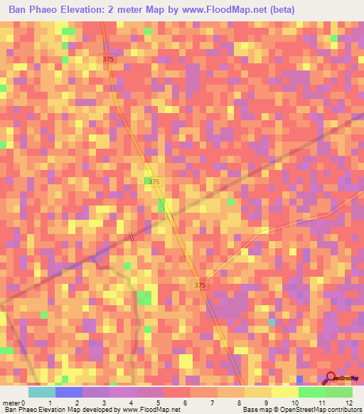 Ban Phaeo,Thailand Elevation Map