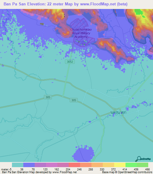 Ban Pa San,Thailand Elevation Map