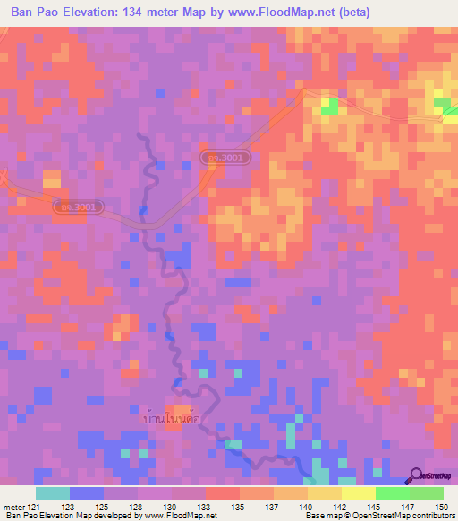 Ban Pao,Thailand Elevation Map