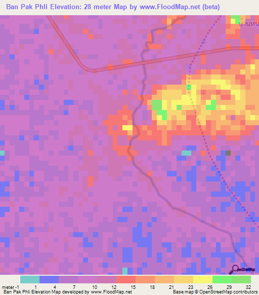 Ban Pak Phli,Thailand Elevation Map