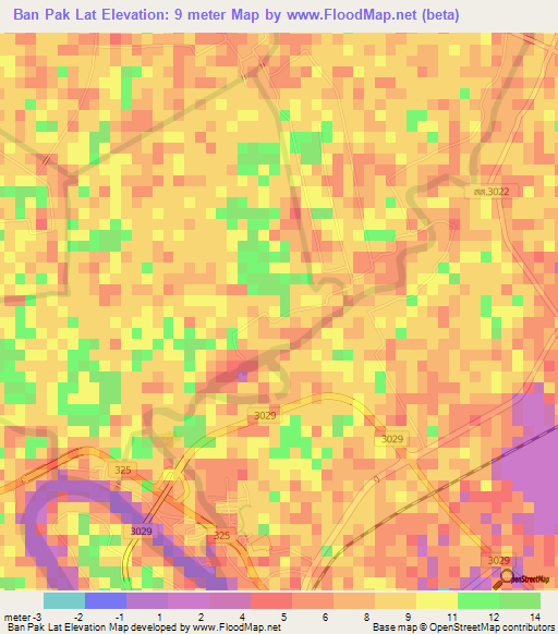Ban Pak Lat,Thailand Elevation Map