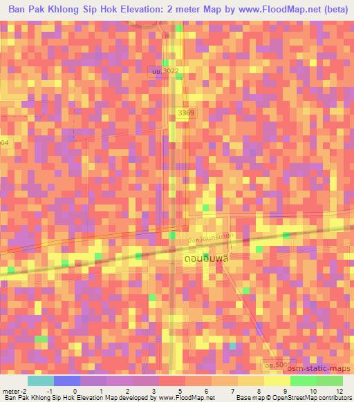 Ban Pak Khlong Sip Hok,Thailand Elevation Map