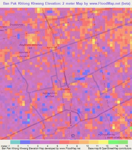 Ban Pak Khlong Khwang,Thailand Elevation Map