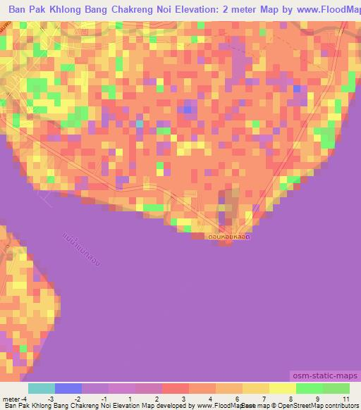 Ban Pak Khlong Bang Chakreng Noi,Thailand Elevation Map