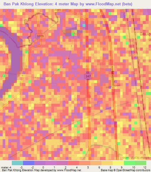 Ban Pak Khlong,Thailand Elevation Map