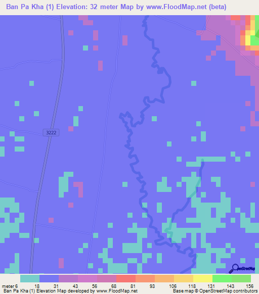 Ban Pa Kha (1),Thailand Elevation Map