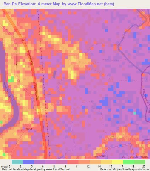 Ban Pa,Thailand Elevation Map