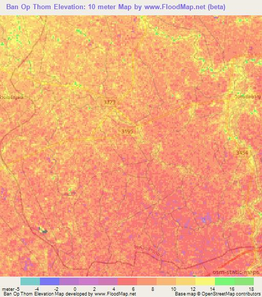 Ban Op Thom,Thailand Elevation Map