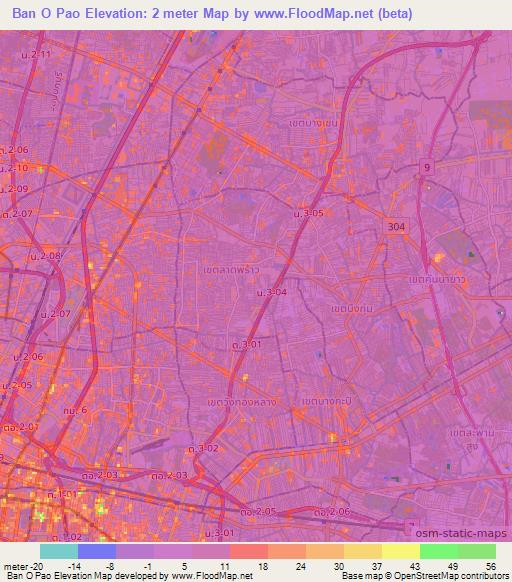 Ban O Pao,Thailand Elevation Map