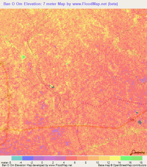 Ban O Om,Thailand Elevation Map