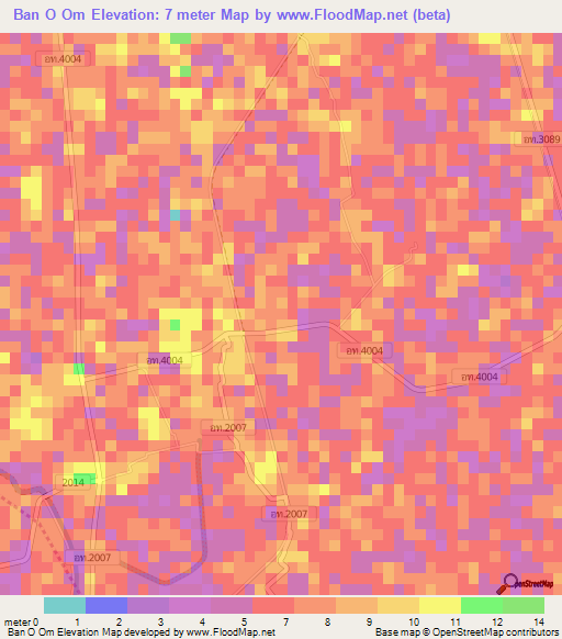 Ban O Om,Thailand Elevation Map