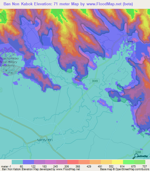 Ban Non Kabok,Thailand Elevation Map