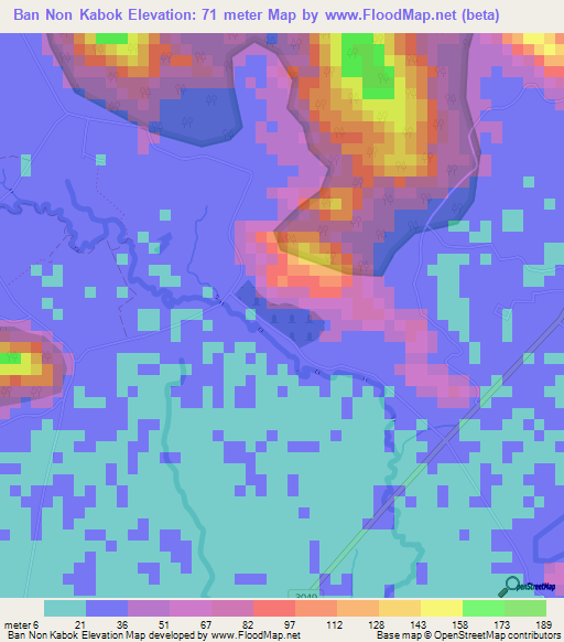 Ban Non Kabok,Thailand Elevation Map