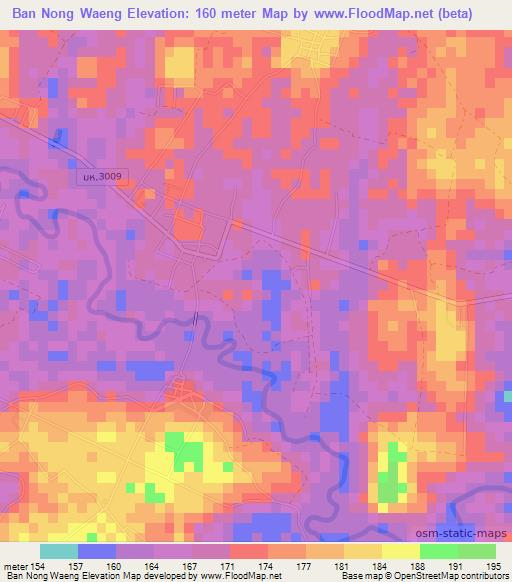 Ban Nong Waeng,Thailand Elevation Map
