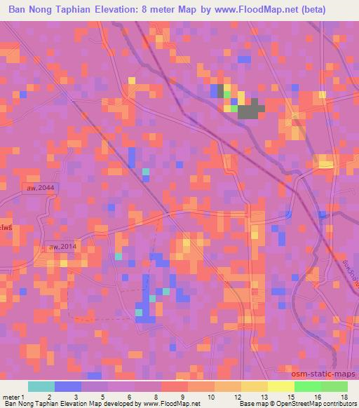 Ban Nong Taphian,Thailand Elevation Map