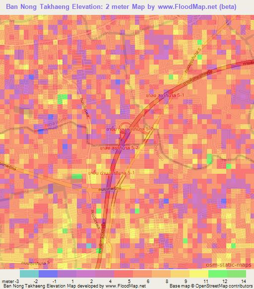 Ban Nong Takhaeng,Thailand Elevation Map