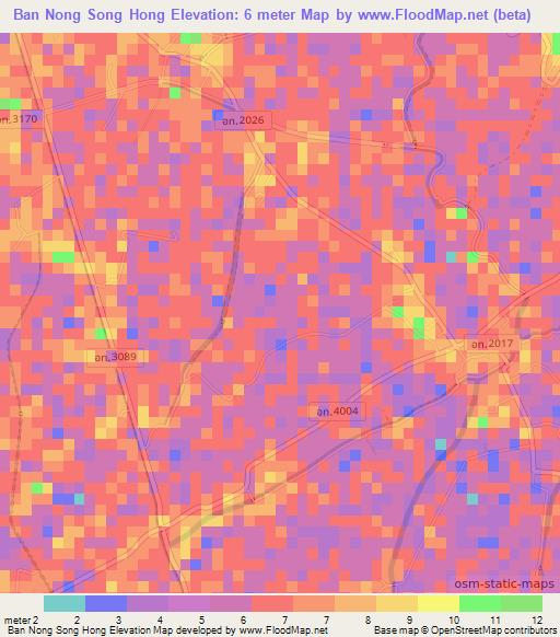 Ban Nong Song Hong,Thailand Elevation Map