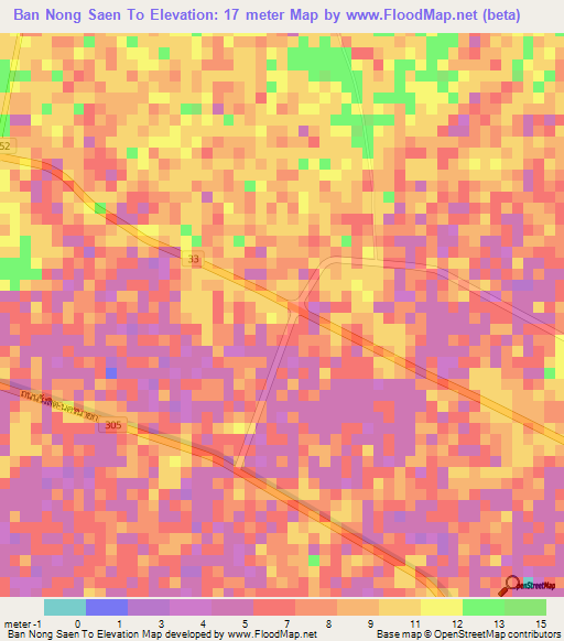 Ban Nong Saen To,Thailand Elevation Map