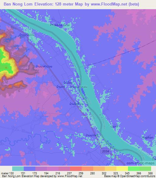Ban Nong Lom,Thailand Elevation Map