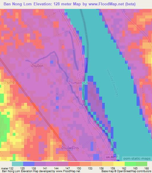 Ban Nong Lom,Thailand Elevation Map