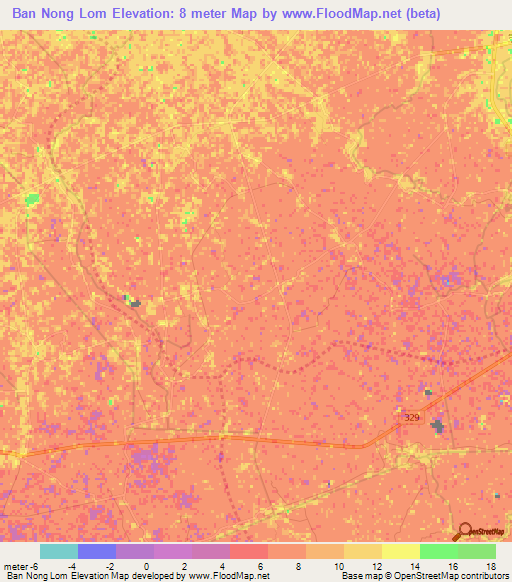 Ban Nong Lom,Thailand Elevation Map