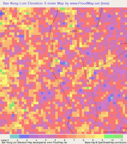 Ban Nong Lom,Thailand Elevation Map