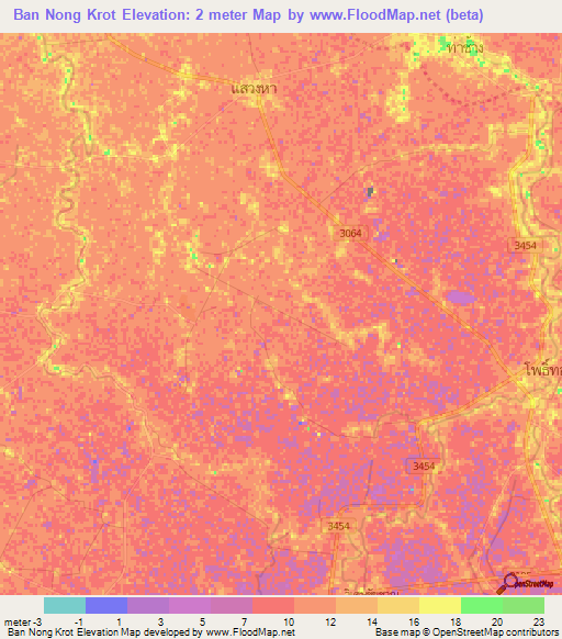 Ban Nong Krot,Thailand Elevation Map