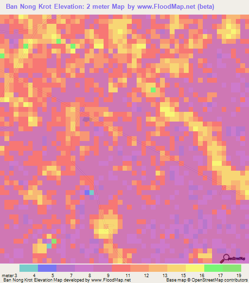 Ban Nong Krot,Thailand Elevation Map