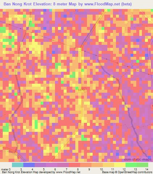 Ban Nong Krot,Thailand Elevation Map
