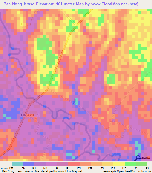 Ban Nong Kraso,Thailand Elevation Map