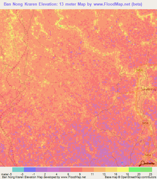 Ban Nong Kraren,Thailand Elevation Map