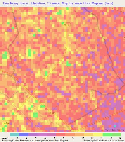 Ban Nong Kraren,Thailand Elevation Map