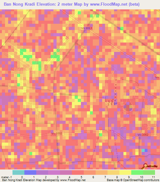 Ban Nong Kradi,Thailand Elevation Map