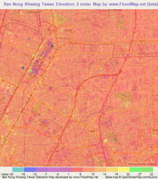 Ban Nong Khwang Tawan,Thailand Elevation Map